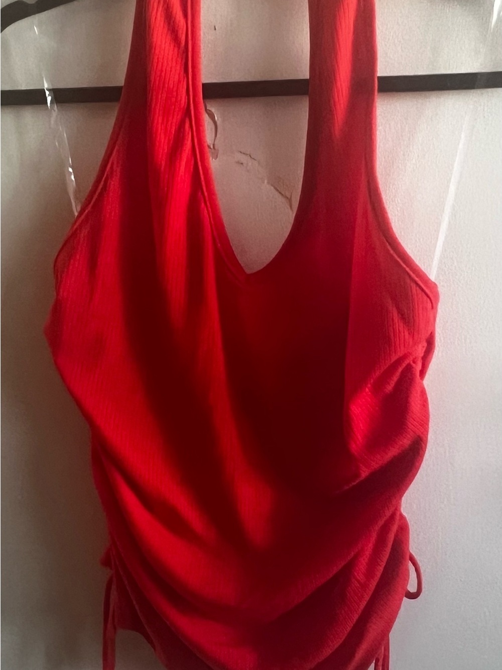 Zenobia Red Scoop Neck Halter Top